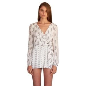 Saks Fifth Avenue-Paisley Long Sleeve Lightweight Summer Romper (Size:Large)